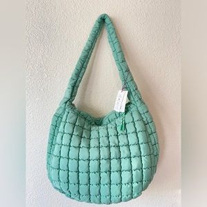 VIRAL Urban Expressions Puffy Quilted Carry-All Crossbody Bag, Citron NWT